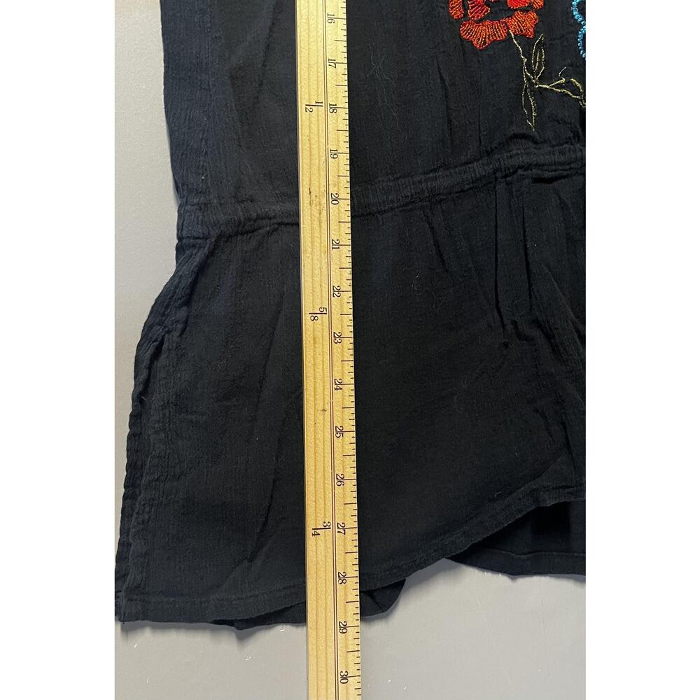 Original Anthony's Shirt Womens 1X Embroidered Floral V-Neck Black Tunic VTG Y2K - Picture 9 of 10